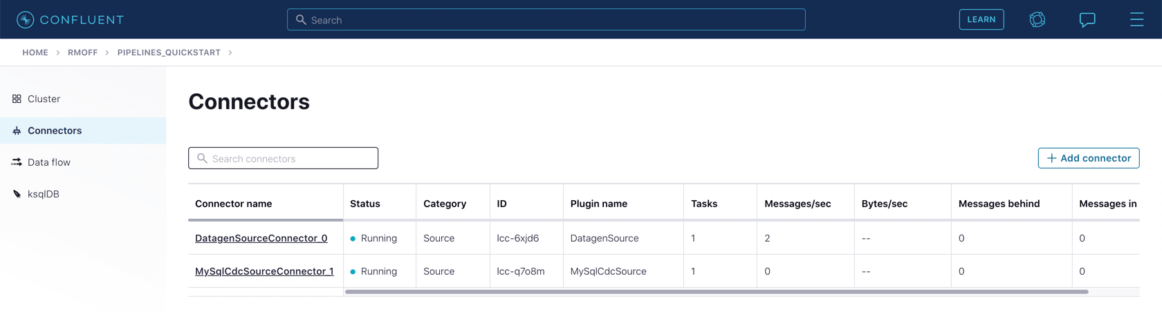 Kafka CDC - Running Status of MySQL CDC Connector